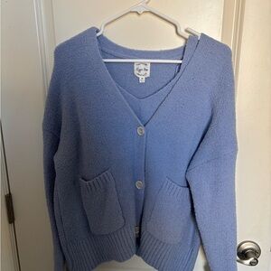 Hippie Rose Cozy Blue Cardigan Sweater Set